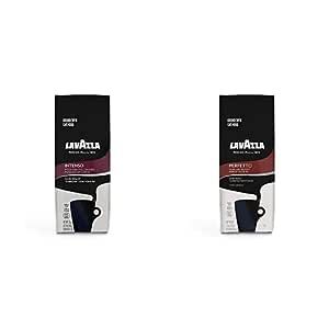 Bundle of 1 Lavazza Intenso Ground Coffee Blend, Full-bodied dark roast 12-Ounce Bag, 1 Lavazza Perfetto Ground Coffee Blend, Dark Roast, 100% Arabica, Full-bodied, 12-Ounce Bag