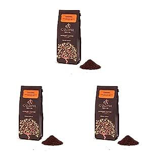 Godiva Chocolatier Medium Roast Ground Coffee, Made With100% Arabica Beans, Caramel Flavor, 10 Ounce Gift Bag (Pack of 3)