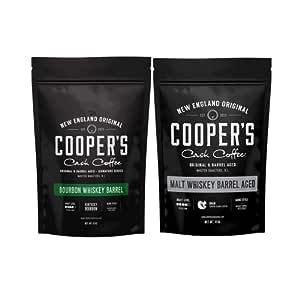 Bourbon Whiskey - Colombian Coffee Beans Aged in Kentucky Bourbon Whiskey Barrels - 12oz and Single-Malt Whiskey - Sumatra Coffee Beans Aged in Stout Whiskey Barrels - 12 oz