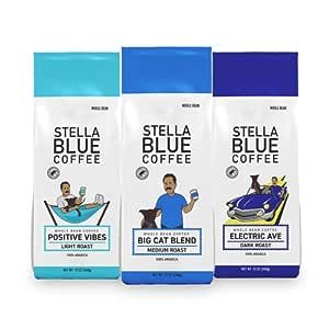 The Stella Sampler, 3-Pack Whole Bean Coffee (12 ounces each), 100% Arabica Coffee ethically & sustainably sourced from Central America