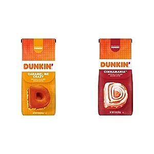 Dunkin' Caramel Me Crazy Flavored Ground Coffee and Cinnamania Flavored Ground Coffee, 11 Ounces