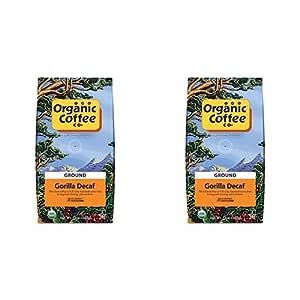 Organic Coffee Co. Gorilla Decaf Ground Coffee 12 Ounce Medium Light Roast Natural Water Processed Decaffeinated USDA Organic (Pack of 2)