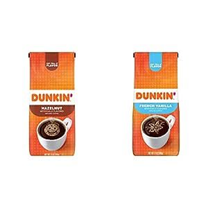 Dunkin' Hazelnut Flavored Ground Coffee and French Vanilla Flavored Ground Coffee, 12 Ounces