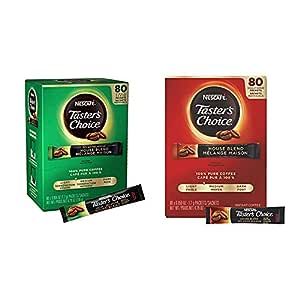 Nescafe Instant Coffee Packets, Decaf, Taster's Choice Light Roast, 1.7 g Singles (Pack of 80) & Instant Coffee Packets, Taster's Choice Light Roast, 1.7 g Singles (Pack of 80)