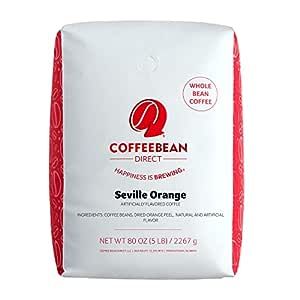 Coffee Bean Direct Seville Orange Flavored, Whole Bean Coffee, 5-Pound Bag
