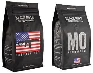 Black Rifle Coffee Dark Roast Bundle (Murdered Out and Freedom Fuel) 2 Ground 12 Oz Bags, Dark Roast Ground Coffee, Helps Support Veterans and First Responders