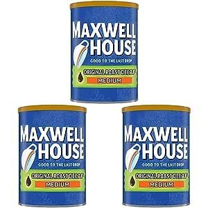Maxwell House Original Blend Decaf Ground Coffee, Medium Roast, 11 Ounce Canister (Pack of 3)