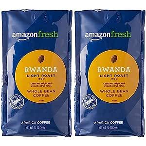 AmazonFresh Direct Trade Rwanda Whole Bean Coffee, Light Roast, 12 Ounce (Pack of 2)