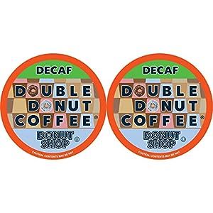 Double Donut Coffee Shop Decaf Coffee Pods Medium Roast Coffee, Decaffeinated Single-Serve Pods for Keurig K Cup Brewer Machines, 24 Count (Pack of 2)