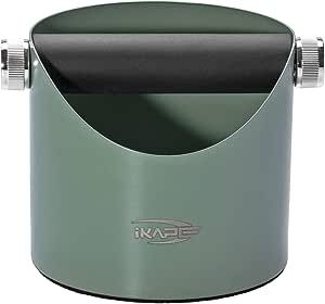IKAPE Espresso Knock Box, Premium Coffee Knock Box, Space-Saving Coffee Dump Bin With Removable Knock Bar, and Non-Slip Base for Espresso Barista (Green)