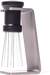 Klean Kafe WDT Tool Espresso - Assembled in the USA! - 9 Needle Espresso Distribution Tool - 0.37mm Stainless Steel Stirring Needles - Ergonomic Aluminum Anodized Espresso Stirrer and Stand