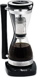 Better Chef Electric Siphon Coffee Maker | 8 oz Single Serve Brewer | 3 Brew Strength Settings | Stainless Steel Permanent Filter | 30 Minute Keep Warm | Better Than Pour Over Coffee