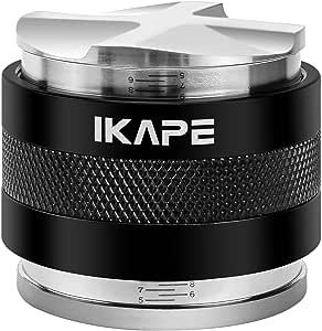 IKAPE Coffee Products, 53mm Coffee Distributor & Hand Tamper, Adjustable Depth Espresso Distributor Fits All 53mm Espresso Portafilter, Compatible with 54MM Breville Bottomless Portafilter (Black)