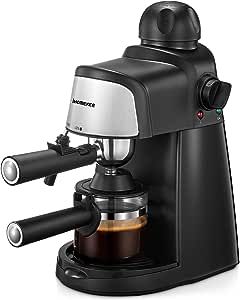 Ihomekee Espresso Machine, 3.5Bar Espresso and Cappuccino Machine with Preheating Function, 4 Cup Coffee Maker with Milk Frothing Function and Steam Wand (Black)